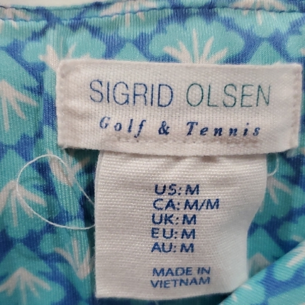 Sigrid Olsen Golf & TENNIS Aqua Geometric Patterned Pleated Skort Pickleball - Picture 3 of 9